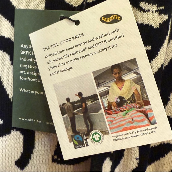 SKFK Skunkfunk Black and White Floral Knit Open Cardigan Duster Sx S - Picture 9 of 10